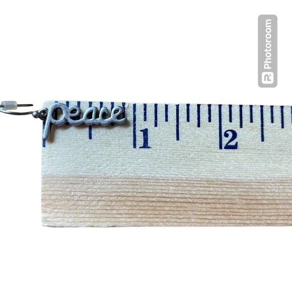 Silver Peace Earrings Retro Hippie Peace Spell Out Earrings Boho Dangle Earrings - Picture 4 of 7